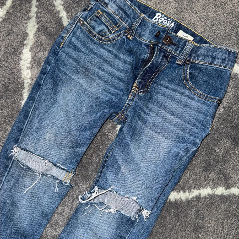 Denim Blue Jeans, Distressed Knees Size 5 kids
